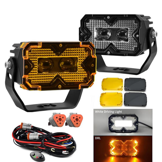 2pcs/Pack Car 70W High-power Matrix Eyes Work Light with Cable Set(Black) - Work Lights by buy2fix | Online Shopping UK | buy2fix