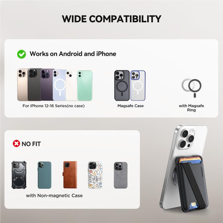 JOYROOM JR-ZS432 MagSafe Wallet Phone Holder(Black) - Adhesive Card Holders by JOYROOM | Online Shopping UK | buy2fix