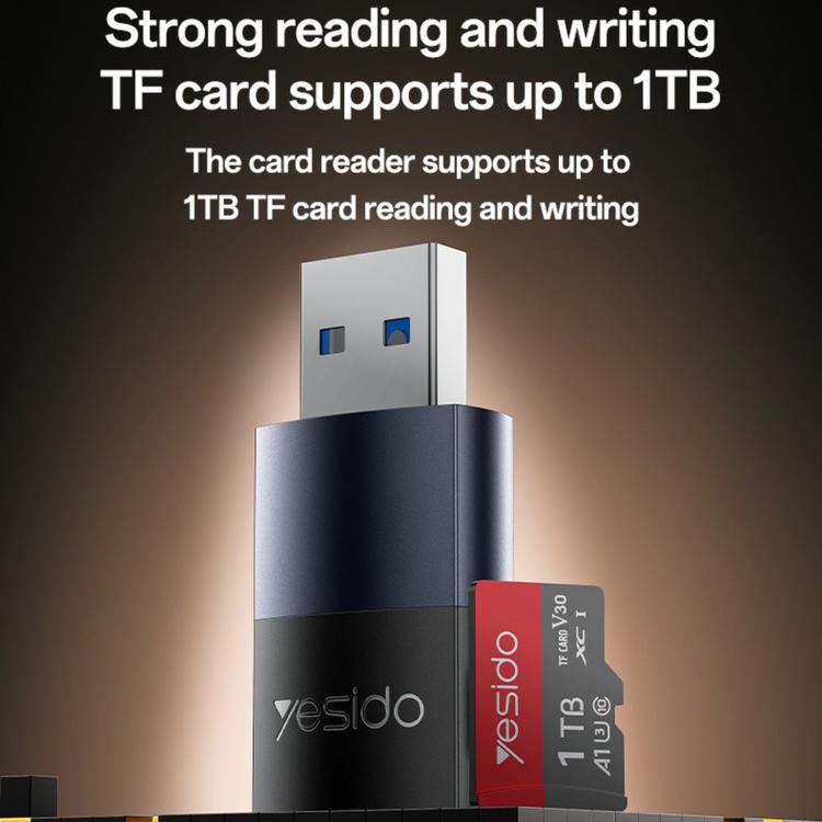 Yesido GS36 USB 3.0 TF Card Reader(Black) -  by Yesido | Online Shopping UK | buy2fix