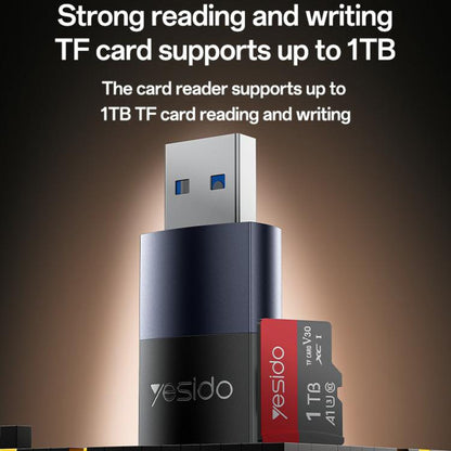 Yesido GS36 USB 3.0 TF Card Reader(Black) -  by Yesido | Online Shopping UK | buy2fix