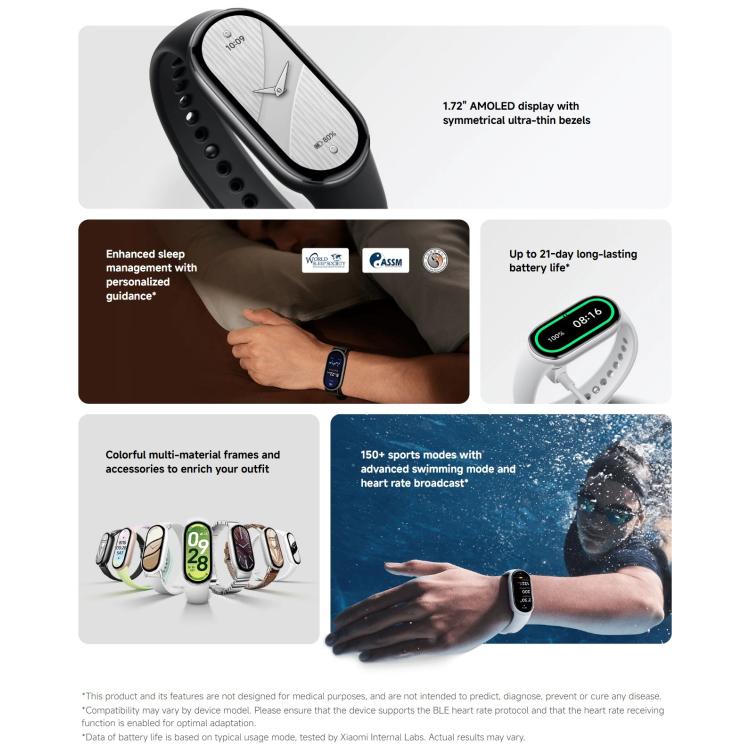 Original Xiaomi Smart Band 10, 1.72 inch AMOLED Screen 5ATM Waterproof Smart Watch, Support Blood Oxygen / Heart Rate Monitor(Black) - Wearable Devices by Xiaomi | Online Shopping UK | buy2fix