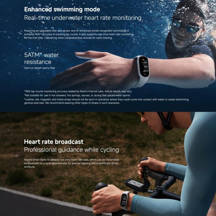 Original Xiaomi Smart Band 10, 1.72 inch AMOLED Screen 5ATM Waterproof Smart Watch, Support Blood Oxygen / Heart Rate Monitor(Silver) - Wearable Devices by Xiaomi | Online Shopping UK | buy2fix