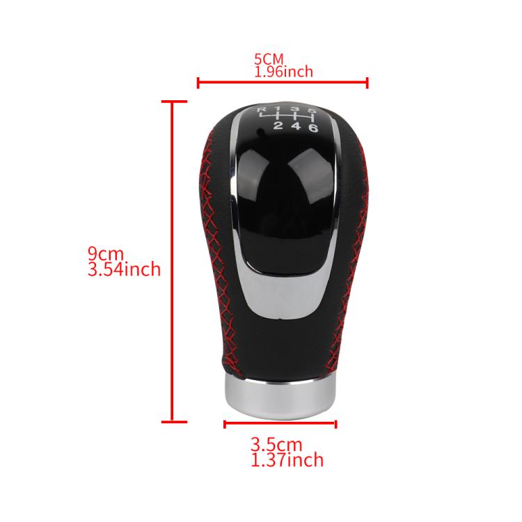 Car Manual Gear Lever Knob Leather Gear Shift Knob, with Hole(Black Red) - Shift Knob by buy2fix | Online Shopping UK | buy2fix