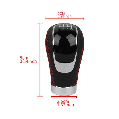 Car Manual Gear Lever Knob Leather Gear Shift Knob, with Hole(Black Red) - Shift Knob by buy2fix | Online Shopping UK | buy2fix
