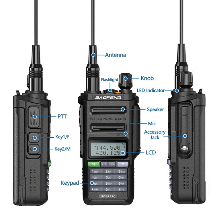 Baofeng UV-9R PRO Dot Matrix LCD Screen IP57 Waterproof Handheld Analog Walkie Talkie, Plug:EU Plug(Green) - Handheld Walkie Talkie by BAOFENG | Online Shopping UK | buy2fix