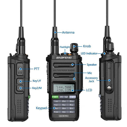 Baofeng UV-9R PRO Dot Matrix LCD Screen IP57 Waterproof Handheld Analog Walkie Talkie, Plug:EU Plug(Green) - Handheld Walkie Talkie by BAOFENG | Online Shopping UK | buy2fix