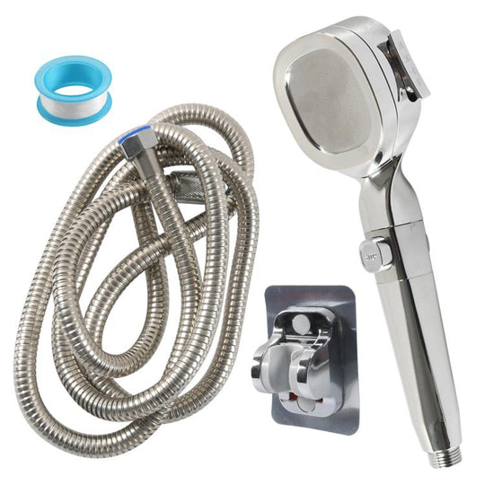 RV Square Four Gear Shower Flexible Pipe Spray Kit(Silver)