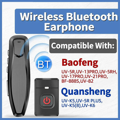 Walkie-talkie Bluetooth Wireless Earphone for Baofeng UV5R 888S / Quansheng UV K5 / K6(Black) - Microphones & Headsets by buy2fix | Online Shopping UK | buy2fix