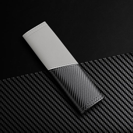 Car Leather Carbon Fiber Stitching Seat Belt Shoulder Guard(White)