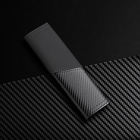 Car Leather Carbon Fiber Stitching Seat Belt Shoulder Guard(Black)
