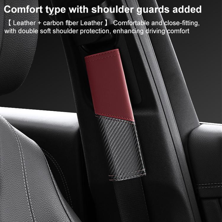 Car Leather Carbon Fiber Stitching Seat Belt Shoulder Guard(Red) - Seat Belts & Padding by buy2fix | Online Shopping UK | buy2fix