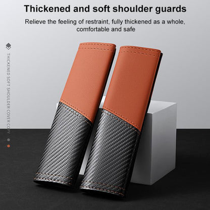 Car Leather Carbon Fiber Stitching Seat Belt Shoulder Guard(Orange) - Seat Belts & Padding by buy2fix | Online Shopping UK | buy2fix