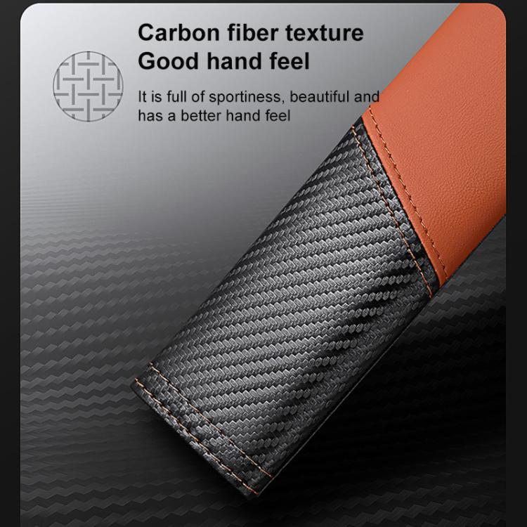 Car Leather Carbon Fiber Stitching Seat Belt Shoulder Guard(Orange) - Seat Belts & Padding by buy2fix | Online Shopping UK | buy2fix
