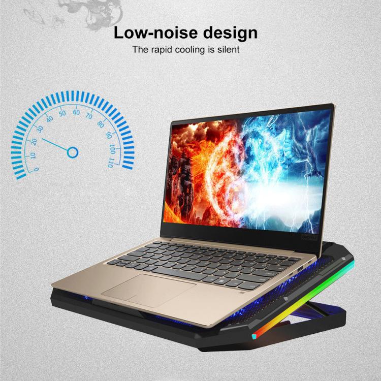 NUOXI YL-018 5-Core Fans Ultra-quiet Laptop Cooler RGB Light Cooling Holder(Black) - Cooling Pads by NUOXI | Online Shopping UK | buy2fix