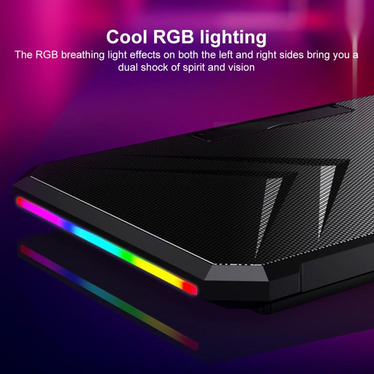 NUOXI YL-019 RGB Light Dual Turbine Silent Laptop Cooler Cooling Holder(Black) - Cooling Pads by NUOXI | Online Shopping UK | buy2fix