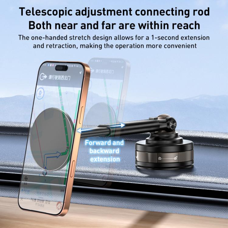 J34 Retractable Vacuum Adsorption Magnetic Car Phone Holder(Black) - Universal Car Holders by buy2fix | Online Shopping UK | buy2fix