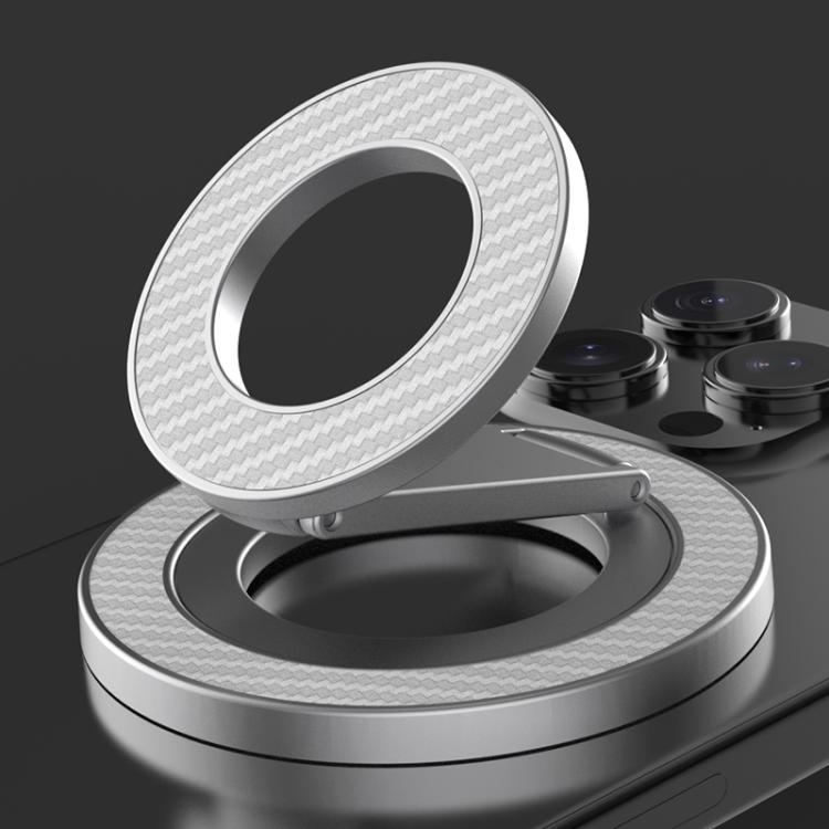 Carbon Fiber Texture Double-sided Magnetic MagSafe Ring Phone Holder, Gear Stress Relief Version(Silver) - Ring Holder by buy2fix | Online Shopping UK | buy2fix