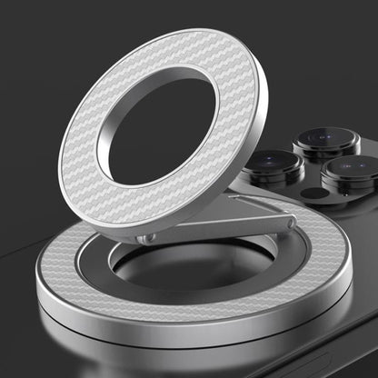 Carbon Fiber Texture Double-sided Magnetic MagSafe Ring Phone Holder, Gear Stress Relief Version(Silver) - Ring Holder by buy2fix | Online Shopping UK | buy2fix