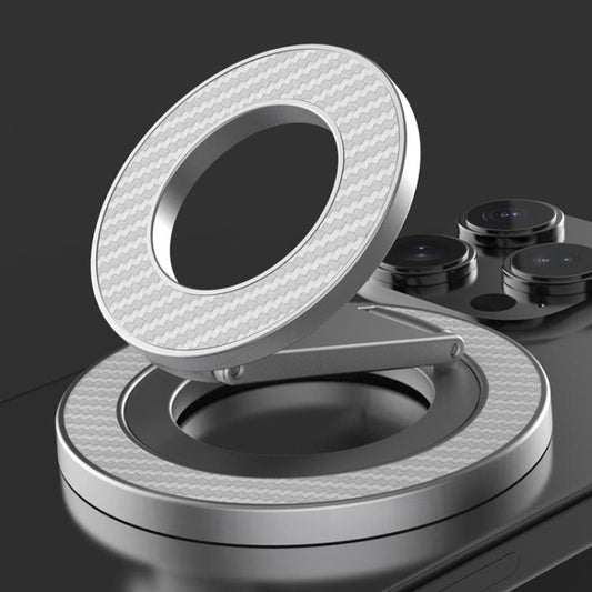 Carbon Fiber Texture Double-sided Magnetic MagSafe Ring Phone Holder, Gear Stress Relief Version(Silver) - Ring Holder by buy2fix | Online Shopping UK | buy2fix