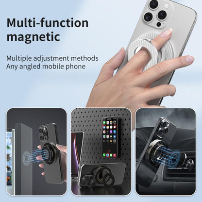Carbon Fiber Texture Double-sided Magnetic MagSafe Ring Phone Holder, Gear Stress Relief Version(Gun Metal) - Ring Holder by buy2fix | Online Shopping UK | buy2fix