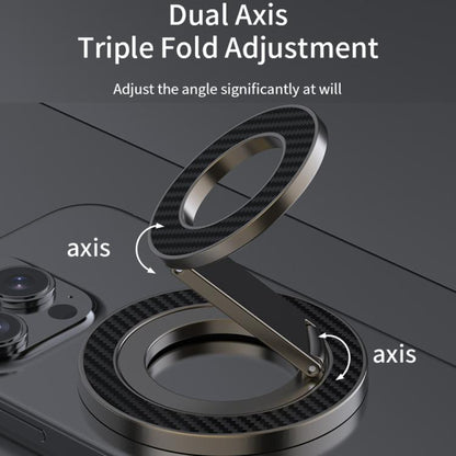 Carbon Fiber Texture Double-sided Magnetic MagSafe Ring Phone Holder, Gear Stress Relief Version(Gun Metal) - Ring Holder by buy2fix | Online Shopping UK | buy2fix