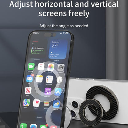 Carbon Fiber Texture Double-sided Magnetic MagSafe Ring Phone Holder, Gear Stress Relief Version(Gun Metal) - Ring Holder by buy2fix | Online Shopping UK | buy2fix