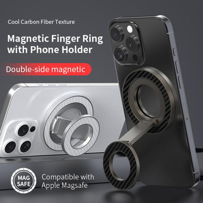 Carbon Fiber Texture Double-sided Magnetic MagSafe Ring Phone Holder, Gear Stress Relief Version(Silver) - Ring Holder by buy2fix | Online Shopping UK | buy2fix