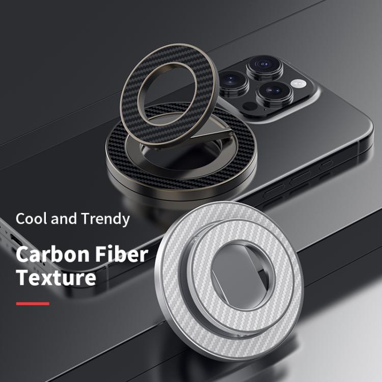 Carbon Fiber Texture Double-sided Magnetic MagSafe Ring Phone Holder, Gear Stress Relief Version(Gun Metal) - Ring Holder by buy2fix | Online Shopping UK | buy2fix