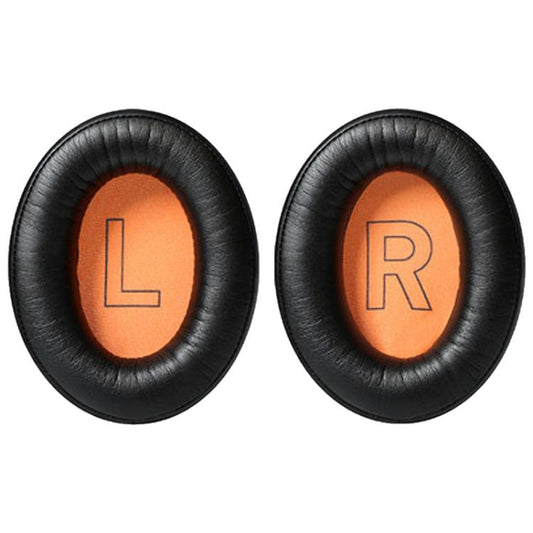 1 Pair Protein Leather Splicing LR Print Earphone Replacement Earpads Pads For HyperX Cloud 1 / I / 2 / II / 3(Black Orange Net) - Earmuff & Pad by buy2fix | Online Shopping UK | buy2fix