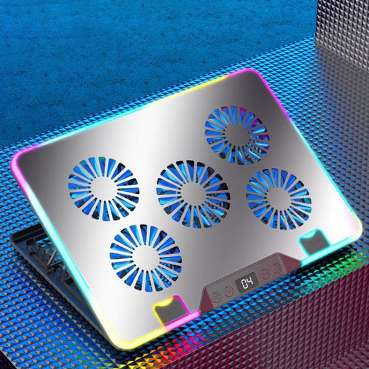 NUOXI F36-5 6-Speed Adjustable 5 Fan Laptop Cooler with RGB(Silver) - Cooling Pads by NUOXI | Online Shopping UK | buy2fix