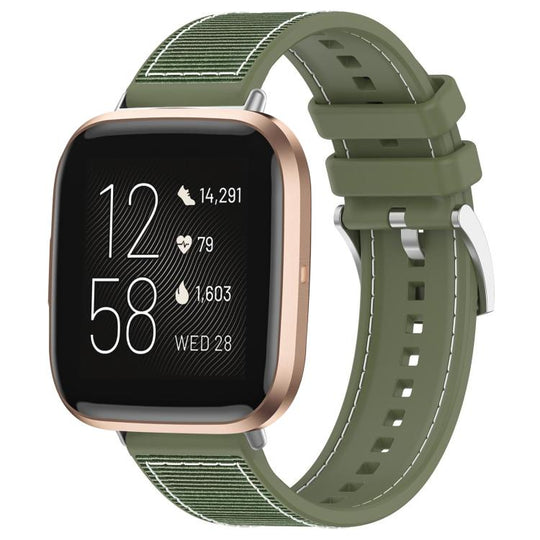For Fitbit Versa 2/Versa/Versa Lite 22mm xDfind Hybrid Nylon Braid Silicone Watch Band(Green)