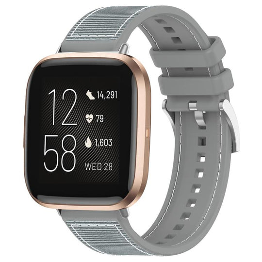 For Fitbit Versa 2/Versa/Versa Lite 22mm xDfind Hybrid Nylon Braid Silicone Watch Band(Grey)