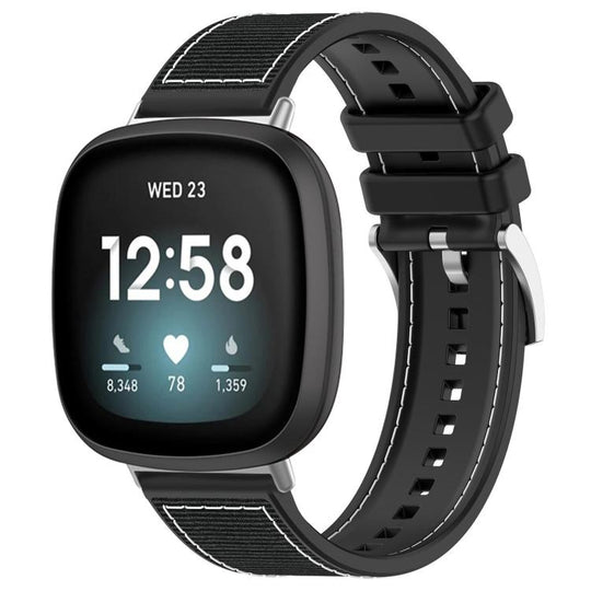 For Fitbit Versa 4/Versa3/Sense2/Sense 20mm xDfind Hybrid Nylon Braid Silicone Watch Band(Black)