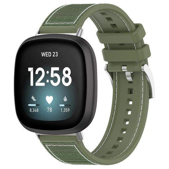 For Fitbit Versa 4/Versa3/Sense2/Sense 20mm xDfind Hybrid Nylon Braid Silicone Watch Band(Green)
