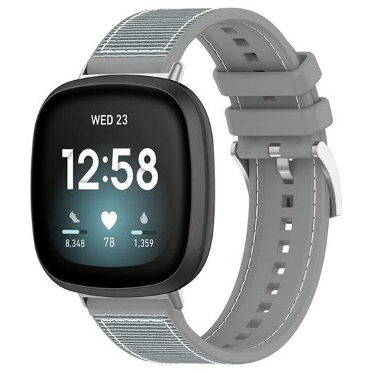 For Fitbit Versa 4/Versa3/Sense2/Sense 20mm xDfind Hybrid Nylon Braid Silicone Watch Band(Grey)