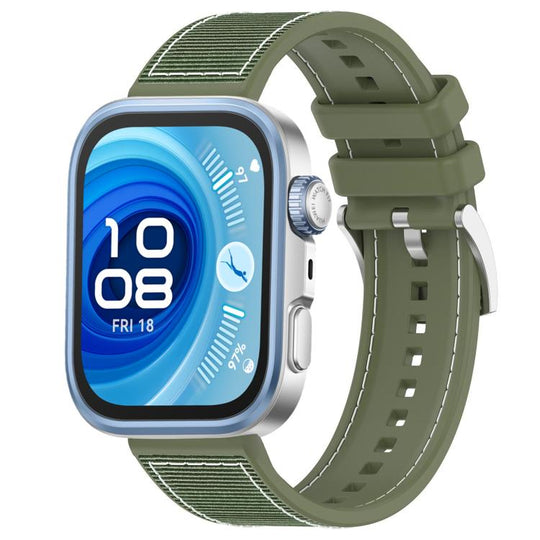 For Huawei Watch Fit4 / Fit3 / Fit4 Pro 20mm xDfind Hybrid Nylon Braid Silicone Watch Band(Green)