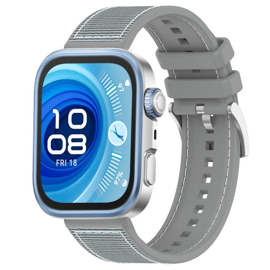 For Huawei Watch Fit4 / Fit3 / Fit4 Pro 20mm xDfind Hybrid Nylon Braid Silicone Watch Band(Grey)