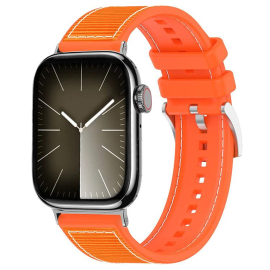 For Apple Watch 42 / 44 / 45 / 46 / 49mm 22mm xDfind Hybrid Nylon Braid Silicone Watch Band(Orange)