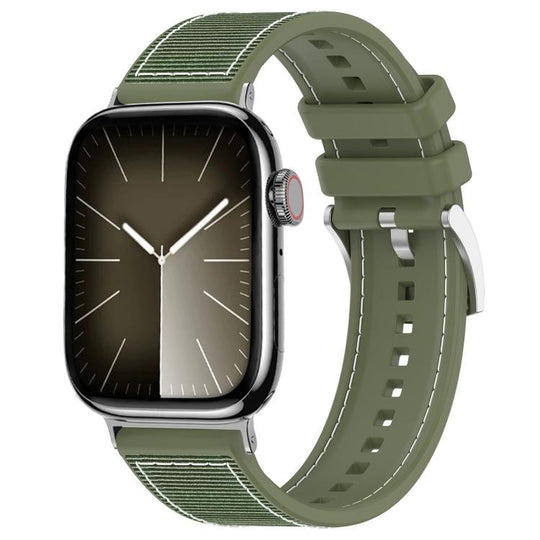 For Apple Watch 38 / 40 / 41 / S10 42mm 20mm xDfind Hybrid Nylon Braid Silicone Watch Band(Green)