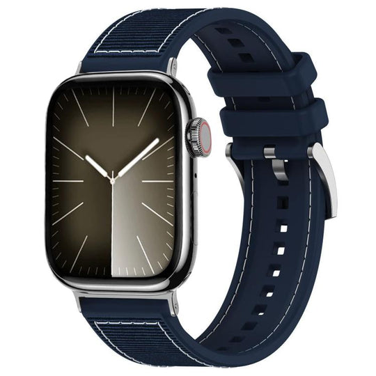 For Apple Watch 38 / 40 / 41 / S10 42mm 20mm xDfind Hybrid Nylon Braid Silicone Watch Band(Midnight Blue)
