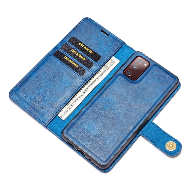For Samsung Galaxy S20 FE DG.MING Crazy Horse Texture Flip Detachable Magnetic Leather Case with Holder & Card Slots & Wallet (Blue) - Galaxy S20 FE Cases by FIERRE SHANN | Online Shopping UK | buy2fix