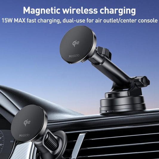 Yesido DS30 2 in 1 15W Wireless Charging Car Desktop Stand(Black) - Wireless Charger Holders by Yesido | Online Shopping UK | buy2fix