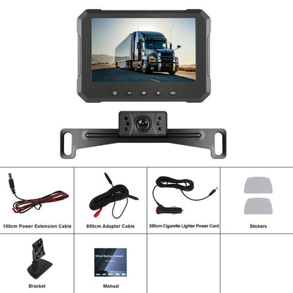 5 inch Digital Wired 1 to 1 Reversing Display Screen Car Central Control Machine Set, With North America Long License Plate Holder - Car Monitor by buy2fix | Online Shopping UK | buy2fix