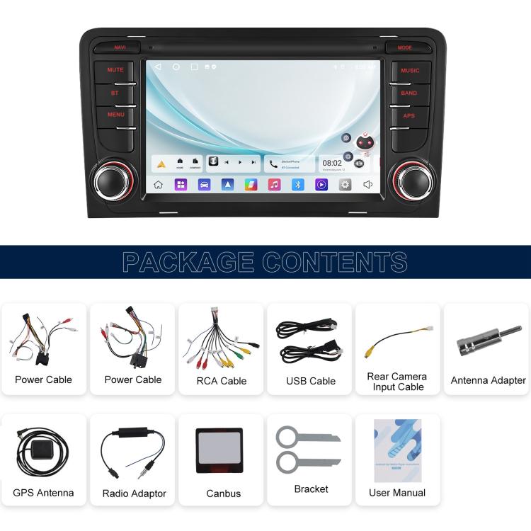 For Audi A3 8P 2003-2012 Android 15 7 inch Smart Central Control Car GPS Navigator Car MP5 Player, Memory:Standard - Car MP3 & MP4 & MP5 by buy2fix | Online Shopping UK | buy2fix