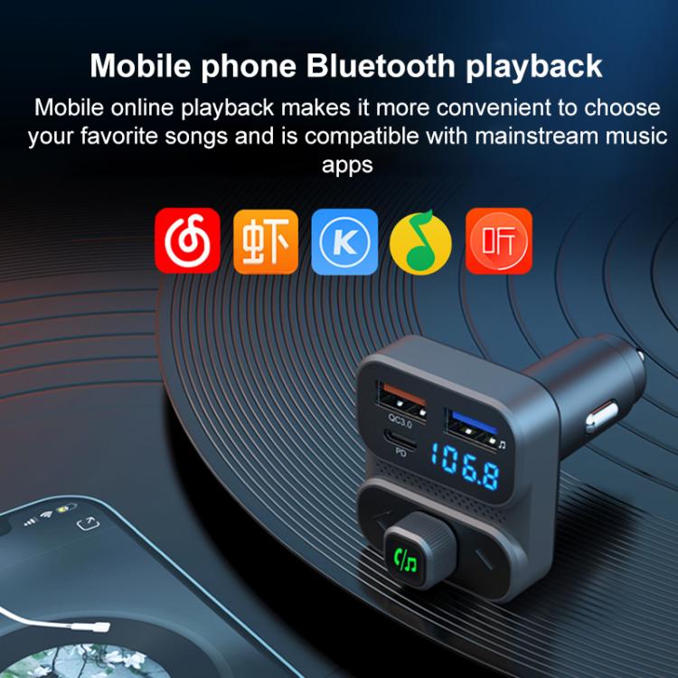 BC95 Car Bluetooth Hands-free Calling PD36W Fast Charging Car Voltage Monitoring(Black) - Bluetooth Car Kits by buy2fix | Online Shopping UK | buy2fix