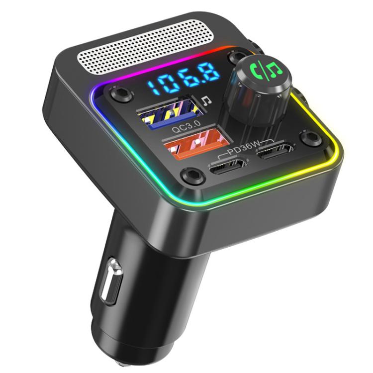 BC91 Car Bluetooth Hands-free Calling PD36W Fast Charging with Atmosphere Light(Black) - Bluetooth Car Kits by buy2fix | Online Shopping UK | buy2fix