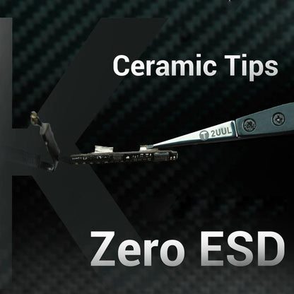 2uul TW32 Black K Flat Tip ESD-Safe Ceramic Tweezers - Tweezers by 2UUL | Online Shopping UK | buy2fix