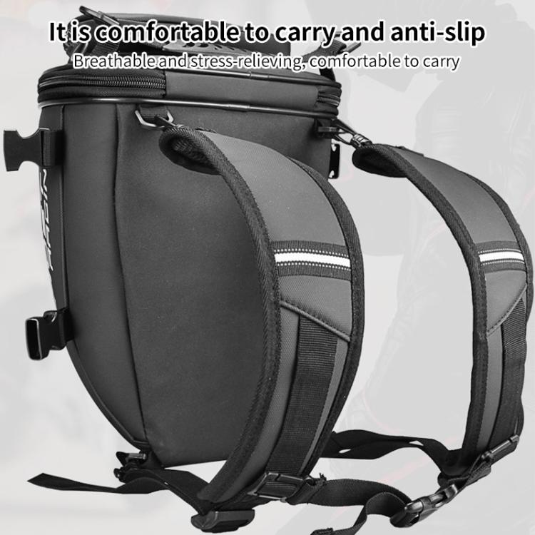 GHOST RACING GR-CWB06 PU Leather Motorcycle Tail Bag Rear Seat Travel Bag Backpack(Black) - Bags & Luggages by GHOST RACING | Online Shopping UK | buy2fix