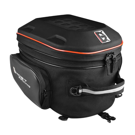 GHOST RACING GR-CWB07 LED Light Motorcycle Rear Seat Bag Riding Helmet Hard Shell Backpack, Style:Matte PU(Red Stripe) - Bags & Luggages by GHOST RACING | Online Shopping UK | buy2fix