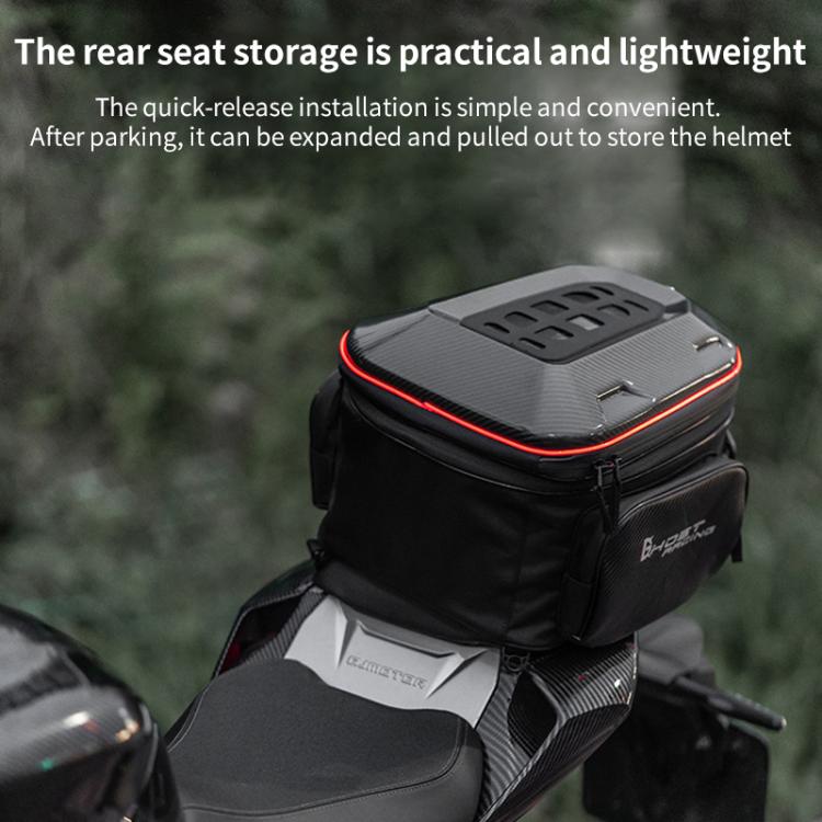GHOST RACING GR-CWB07 LED Light Motorcycle Rear Seat Bag Riding Helmet Hard Shell Backpack, Style:Matte PU(Red Stripe) - Bags & Luggages by GHOST RACING | Online Shopping UK | buy2fix